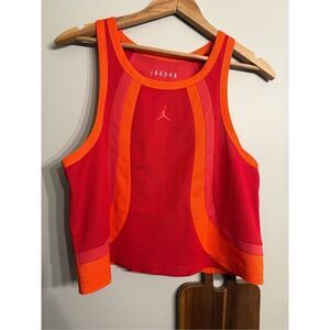 Jordan Red Orange Athletic Cropped Tank Top Small